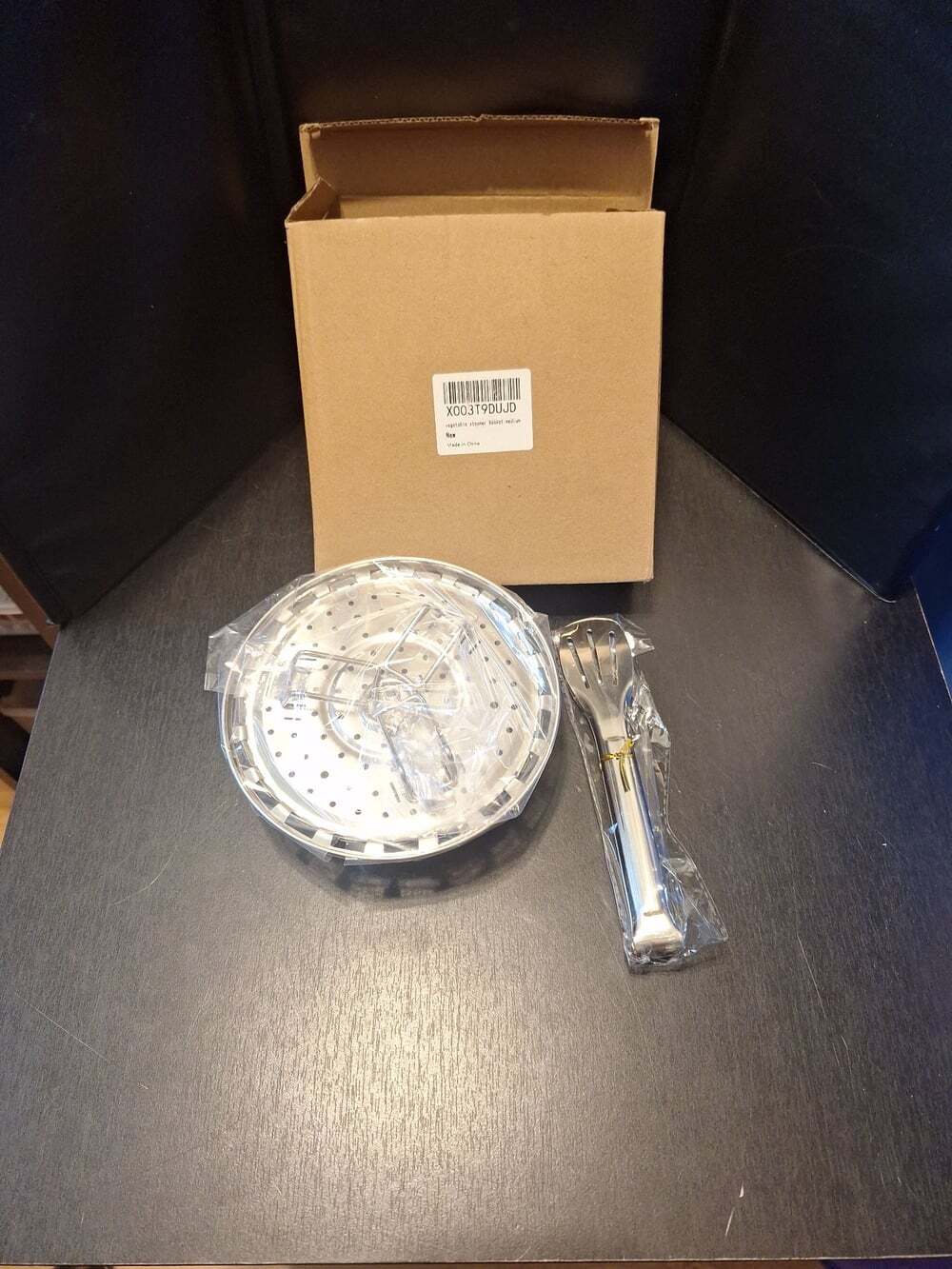 New Stainless Steel Vegetable Steamer Basket with Tongs Set